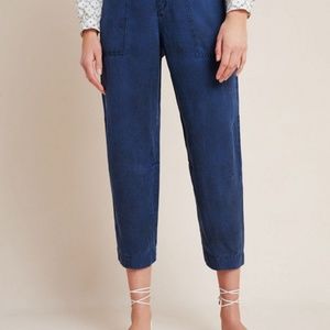 Anthropologie navy Lyocell/linen utility pant